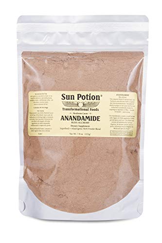 Organic Anandamide 222g by Sun Potion - Raw Unsweetened Cacao Powder and Tonic Herbs - Includes Tocos Ashwagandha Reishi Maca Moringa Turmeric Astragalus Cayenne Cinnamon and Others