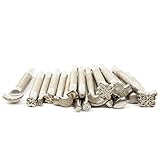 Yaetek Leather Working Saddle Making Tools Vintage Tools DIY Leather Craft Stamps Set (20pcs-Silver)