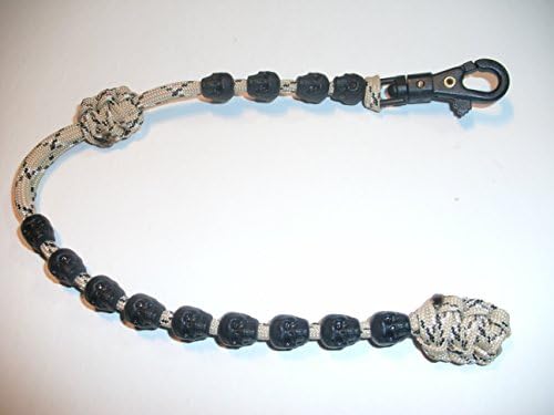 Ranger Pace Counter Skull Beads by RedVex - Desert Camo Cord - 13 inches - Choose your Skull color and Attachment (Black Skulls, ABS Clip)