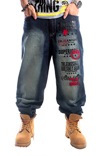 Easy Men's Boy Hip-hop Floral Distressed Plus Size Baggy Jean Long Pants