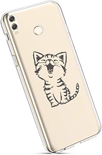 Ysimee Compatible with Cases Huawei Nova 3i,Silicone Clear Rubber Soft Ultra thin Gel Shockproof Transparent TPU Bumper Protective Back Covers -Happi Cat