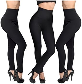 Aura Borealis Womens Tummy Control High Waisted Elegant Evening Leggings - 3 Pair Pack Black 12-24