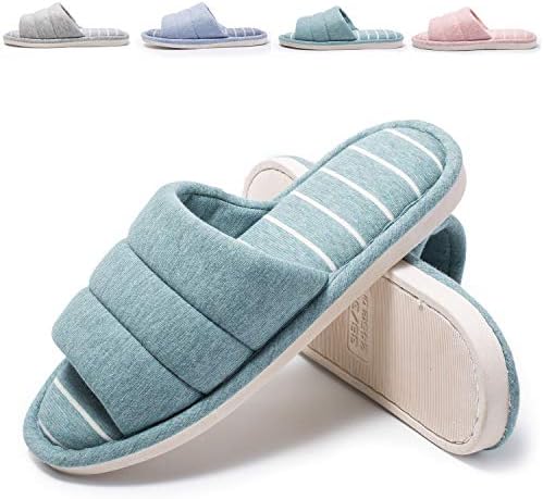 Bofshow Women's Soft Indoor Slippers Open Toe Cotton Memory Foam Slip on Home Shoes
