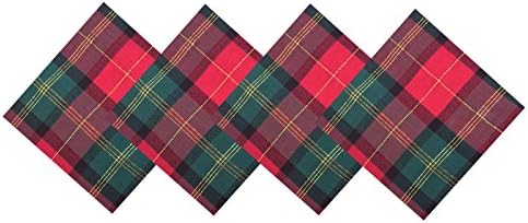 Homespun Christmas Gold Lurex Plaid Cotton Weave Holiday Napkins, Set of 4 Napkins