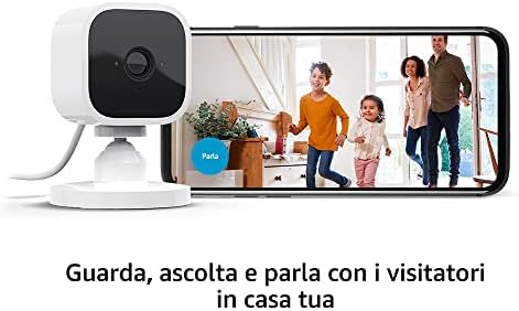 Mini - Videocamera di sicurezza intelligente per interni, plug-in, video HD 1080p, rilevazione di movimento, audio bidirezionale, config. semplice, compatibile con Alexa | 2 videocamere (Bianco)