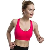 Women's Sports Bras Wire Free High Impact Support Seamless Yoga bra with Removable Cups (Medium, Bright Red)