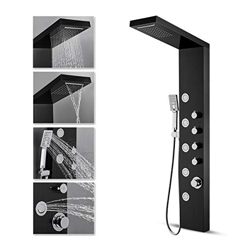 ROVATE Rainfall Waterfall Shower Tower Panel System, 304 Stainless