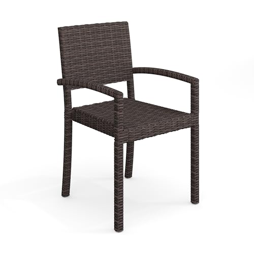 Martha Stewart Bedford Indoor-Outdoor Stackable Patio Armchair with Rattan Wick…