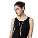 Gold Plated Lariat 2 Tassel Bar Necklace Open Circle Y-Necklaces Vertical Bar Looped Long Necklaces for Women