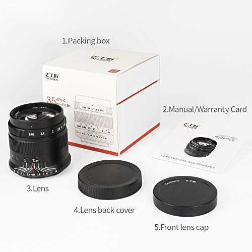 7artisans 35mm f0.95 APS-C Spiegellose Kamera-Objektiv große Blende, kompakt für Sony A6000 A6300 A6400 A6500 NEX-3 NEX-3R NEX-5T(Black) – Bild 8