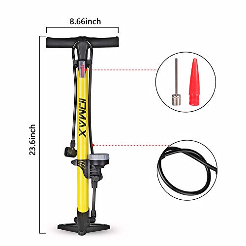 IDMAX Bike Pump, Ergonomic Bike Floor Pump Bicycle Tire Air Pump