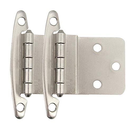 Hardware 3/8 Inch Face Mount Inset Satin Nickel Kitchen Door Cabinet Hinges, 50 Pack(25 Pairs)