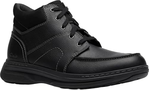 Amazon.com | Clarks Men's Bradley Mid Oxford Boot, Black Tumbled