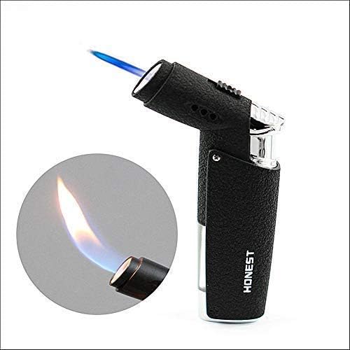 Jet Torch Cigar Lighter, Strong Flame Windproof Butane Fuel Cigarette Lighter, Jet Flame Function and Butane Gas Visible Window, Fuel Refillable Windproof Cigarette Lighter