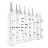 8-Ounce Plastic Squeeze Bottles with Graduated Measurements (8-Pack); Great for Kitchen, Portion Control, Condiments, Cosmetic Use & Crafts