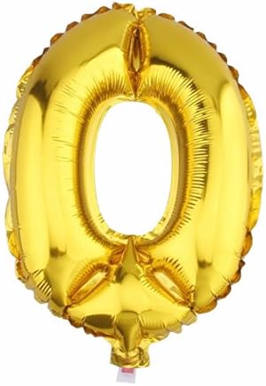 Aerfas 32 Inch Letter Balloons, Gold A-Z Letter And 0-9 Number Aluminum Foil Balloons For Party Decoration Supplies,Can Be Float With Helium, (Number 0)