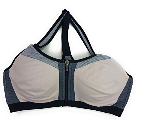 Victoria's Secret Knockout Front-Close Sport Bra (Beige Gray Black, 38C)