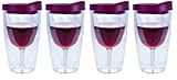 Southern Homewares Wine 2Go! Insulated Vino Double Wall Acrylic Wine Tumbler with Merlot Drink Through Lid, 16-Ounce, Pack of 4