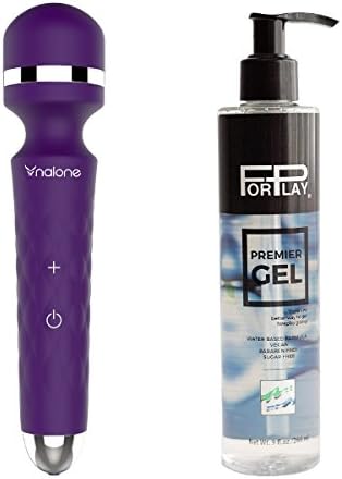Rock 7-mode USB Rechargeable Powerfull Personal Body Massager Non-Porous Purple Silicone and ForPlay Personal Water-based Lubricant Gel Premier 9 Oz