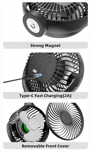 2-Pack Magnetic Cruise Approved Fan with LED Display, 12000mAH Battery Operated Fan with Magnet, Timer, Lighting, Fits for Cruise Ship Cabin, Sleeping, Camping, Travel & Cruise Essentials 2026