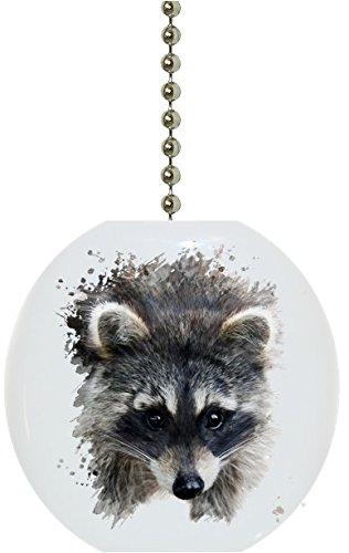 Raccoon Head Watercolor Solid Ceramic Fan Pull