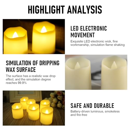 24 Pieces Flickering LED Candles with Realistic Flame Effect, Electric Flameless Small Candle, Flashing Candle Lights for Christmas, Wedding, Easter Decoration