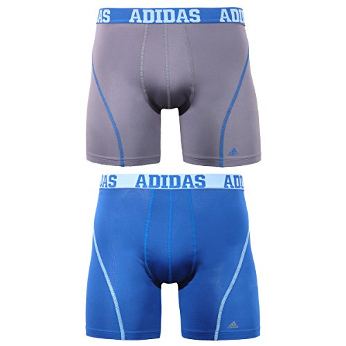 adidas Men's ClimaCool Boxer Brief (Pack of 2), Thunder/Master Blue, Small