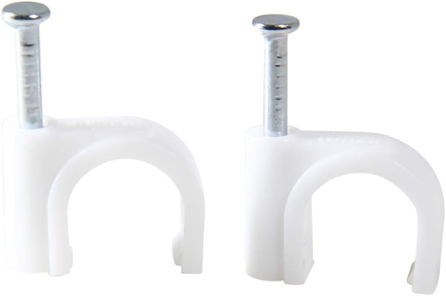 Coaxial Cable Clips, 100Pack 10mm Cable Staples with Steel Nail