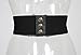 JOLLYCHIC Flower Embroidery Faux Leather Stretchy Wide Waist Belt Waistband Corset Black 65CM