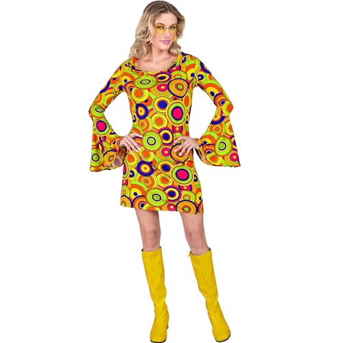 W WIDMANN MILANO Party Fashion - Costume 70s Dress, Hippie, Reggae, Flower Power, XS, Yellow, Carnival Costumes