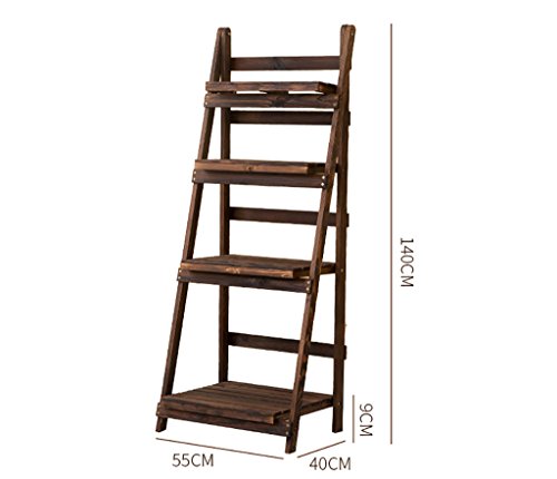 DNSJB Solid Wood Staircase Multi-Layer Flower Shelf, Balcony Living Room Anti-Corrosion Folding Wooden Flower Pot Frame Wooden Flower Rack (Size : 5540140cm)