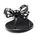 Qilunn Womens Bow Flip Flop Sandals Jelly Thong Flat Sandals Summer Beach Shoes with Rubber Rivets Bowtie Flip Flops 9 M US/41m EU/25.5cm Black