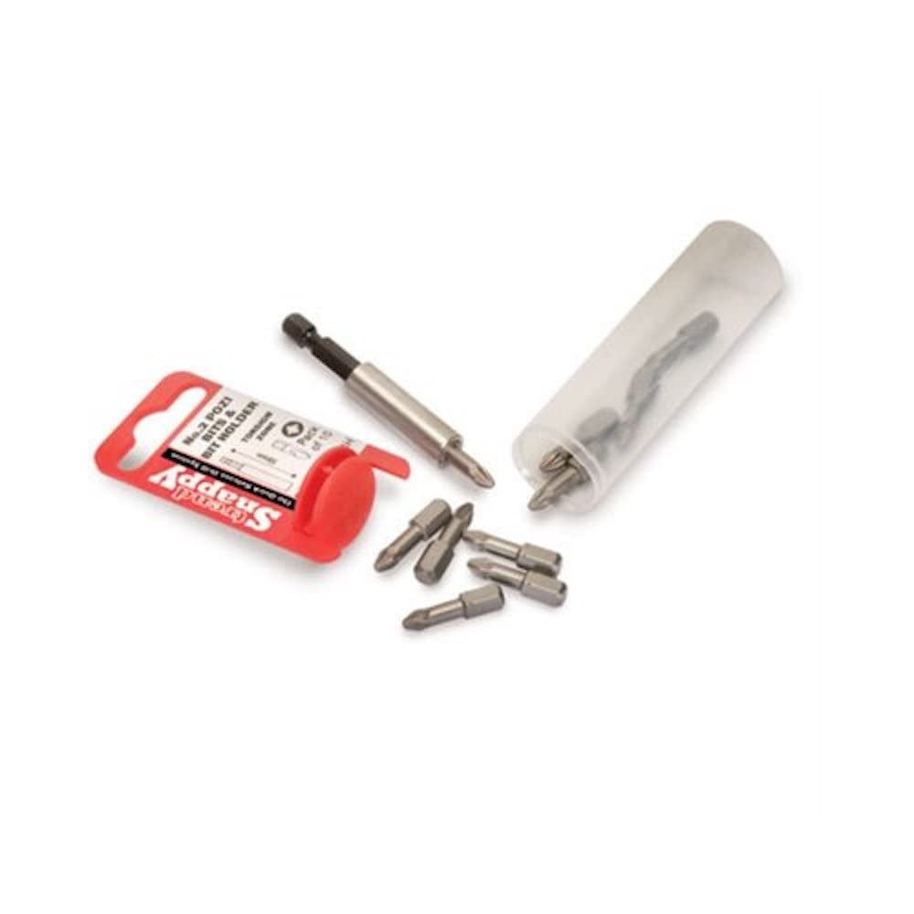 Trend Snappy SNAP/IPZ2P/BH 10 Pack No.2 25mm Long Pozi Insert Bits & Quick Change Magnetic Bit Holder