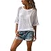 Drindf Women's T-Shirt,Lace 3/4 O-Neck Top S-5Xl, Semi-Sheer Style For Ladies