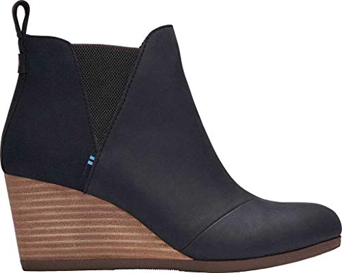 TOMS Women’s Kelsey Pump, Black Leather/Suede, 6.5