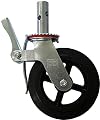Set of 4 RK Scaffold 8"x2" Black Rubber Mold-on Steel Caster Wheel with Brake