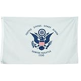 Coast Guard Flag 3x5 ft, Embroidered Heavy Duty & Double-Sided | for Inside/Outside Use | UV Protected, Long Lasting Nylon U S Coast Guard | Brass Grommets for Easy Display | USCG Flag