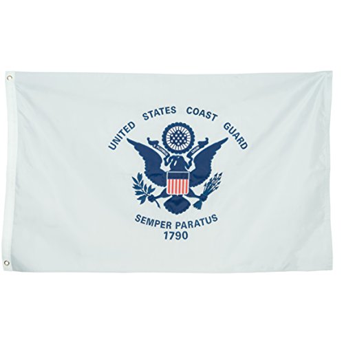 Coast Guard Flag 3x5 ft, Embroidered Heavy Duty & Double-Sided | for Inside/Outside Use | UV Protected, Long Lasting Nylon U S Coast Guard | Brass Grommets for Easy Display | USCG Flag