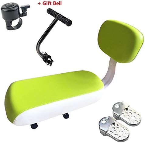 VEY Child Bike Seat, Kid Carrier Bicycle Baby Seat, Including Cushion and Backrest Handrail Footpegs (Green Set)