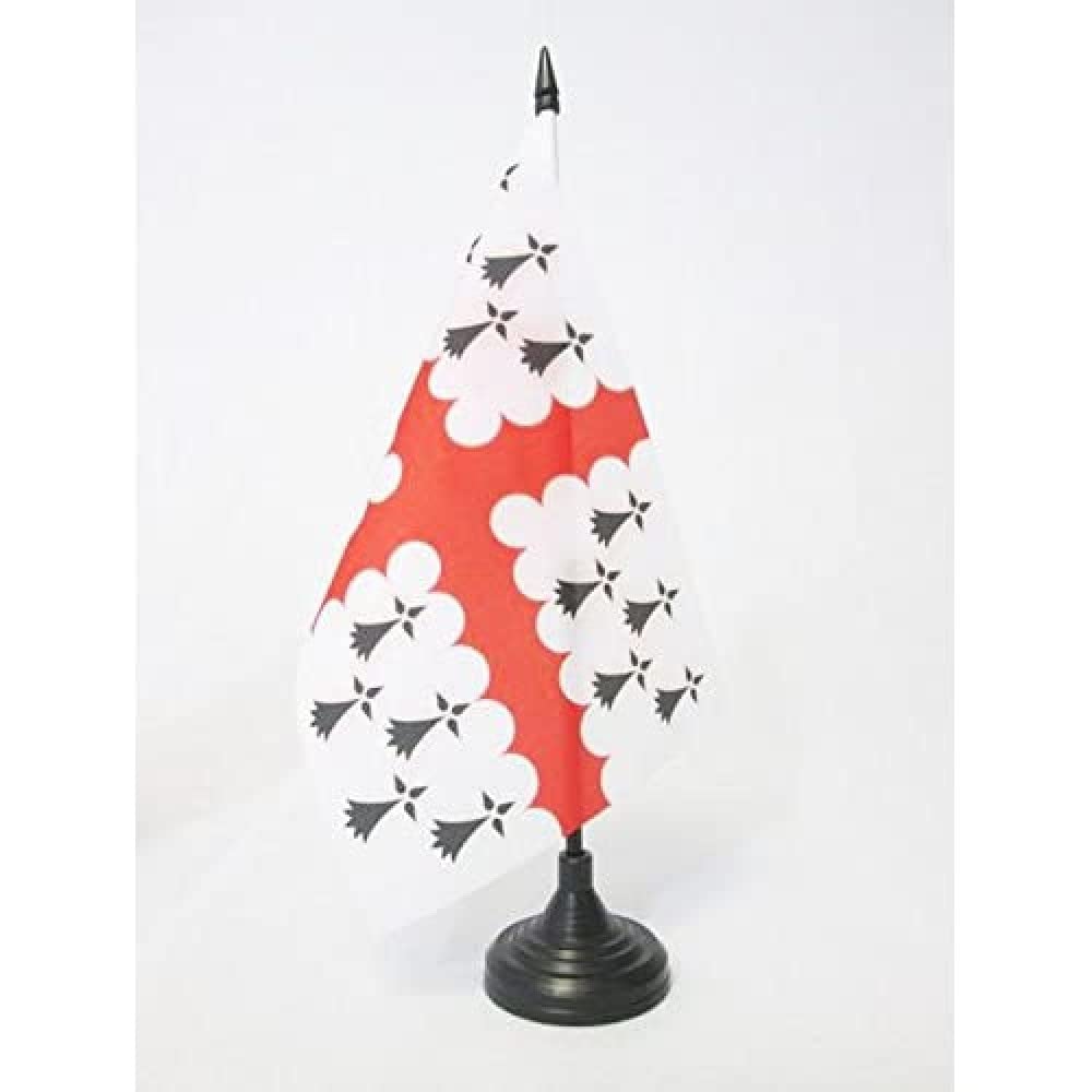 AZ FLAG Count of Vannes Table Flag 5'' x 8'' - County of Vannes Office Decoration 100% Polyester 21 x 14 cm - Mini Desk Flag with Pole and Black Plastic Base