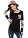Milumia Women's Vintage Geometric Print Patchwork Round Neck Long Sleeve Tee Top