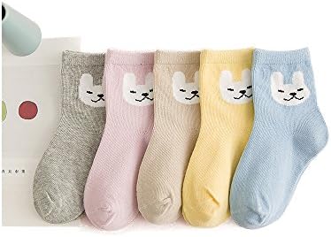 Unisex Baby Cute Cat and Puppy Cartoon Socks Toddler Cotton Socks for Boys and Girls- 5 Pairs (Small (1-3 years), Puppy5 Pairs)