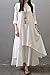 AsherFashion Women's Long Sleeve Chinese Style Cotton Linen Long Dress (US XL/Tag 4XL, White)