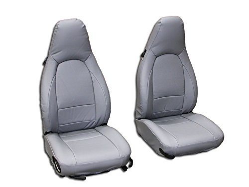 Iggee Grey Artificial Leather Custom Made Original fit Front seat Covers Designed for Porsche Boxster 1997-2004
