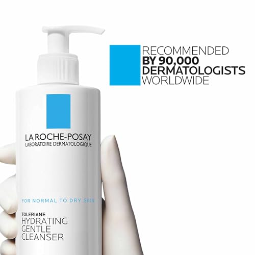 LA ROCHE-POSAY TOLERIANE HYDRATING GENTLE FACE CLEANSER, DAILY FACIAL CLEANSER WITH NIACINAMIDE AND CERAMIDES FOR SENSITIVE SKIN, MOISTURIZING FACE WASH FOR NORMAL TO DRY SKIN, FRAGRANCE FREE