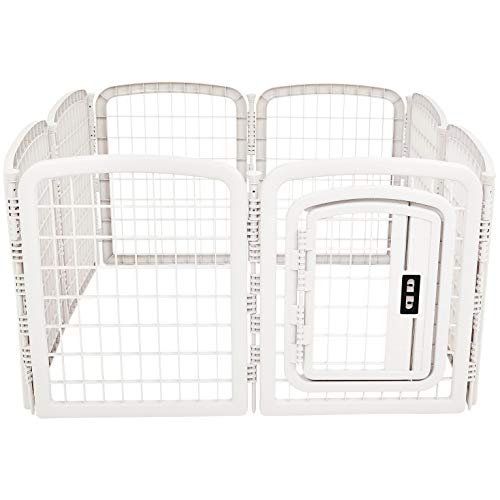 AmazonBasics 8-Panel Plastic Pet Pen Fence Enclosure With Gate - 59 x 58 x 28 Inches, White - Thumbnail 4