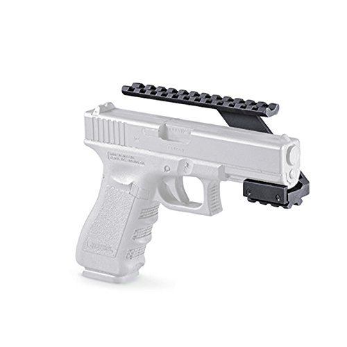 FIRECLUB Tactical Precision Machined Aluminum (NOT Plastic) Weaver Picatinny Top & Bottom Pistol Handgun Scope Mount for Sights,Lights & Accessories Fits Glock Pistols with Front Accessories