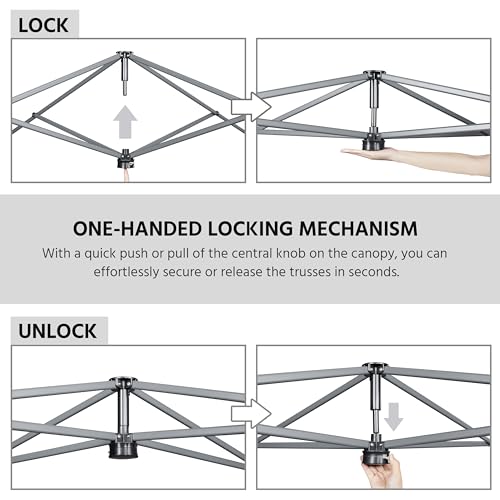 Yaheetech 10x10 1-Person Setup Pop Up Canopy Tent, Instant Portable Commercial Canopy Tent, Outdoor Gazebo with 1-Button Push, Wheeled Bag & 4 Sandbags for Home, Party & Outdoor Activities, White