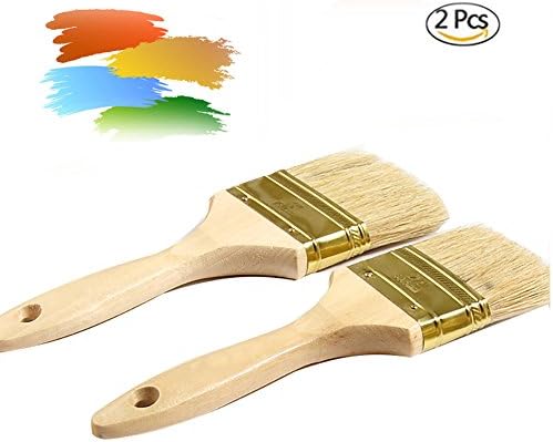 Sundarling Pack of 2 Wooden Handle Bristle Chalk Oil Paint Wax Brush,Anti-off Shedding (1.5")