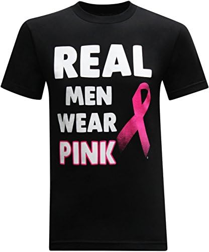 Real Men Wear Pink Breast Cancer Awareness Men's T-Shirt - (Large) - Black